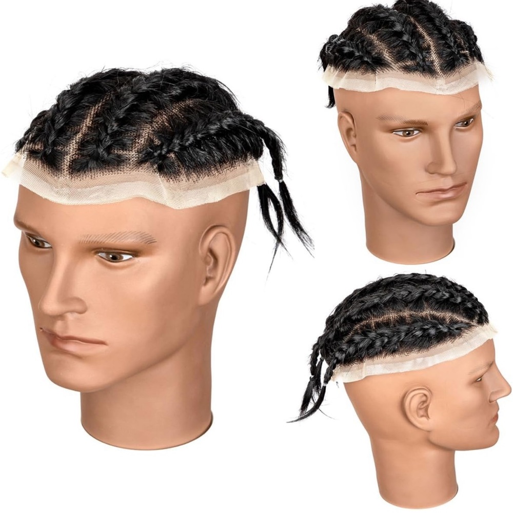 8x10 Inch Lace Base , 1B, 4 Braids human hair